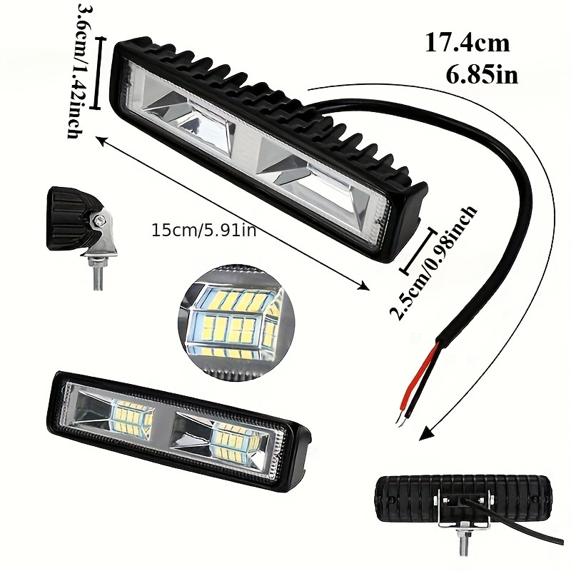 Motocikla LED priekšējā gaisma un darba gaisma, 16 LED rindā, 12V, IP65, 192 lm, 2835 LED