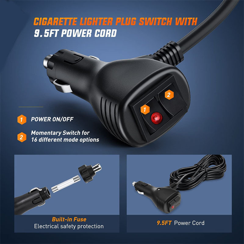 Automobilio stogo strobo šviesa, 48 LED trumpas eilutės, magnetinis laikiklis, 12-24V, 48W