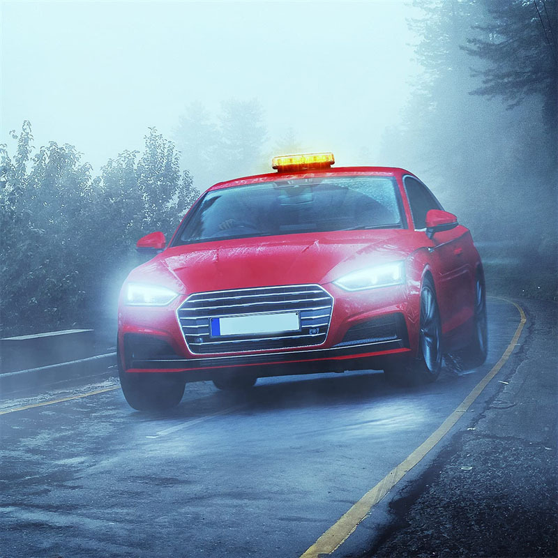 Automobilio stogo strobo šviesa, 48 LED trumpas eilutės, magnetinis laikiklis, 12-24V, 48W