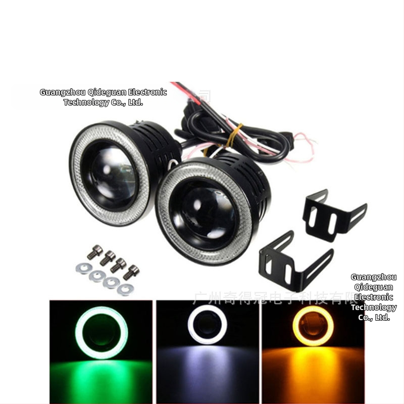 LED мъгла фар COB 30W, Angel Eye halo пръстен, 12V, 3000 lm, 6000–7000K