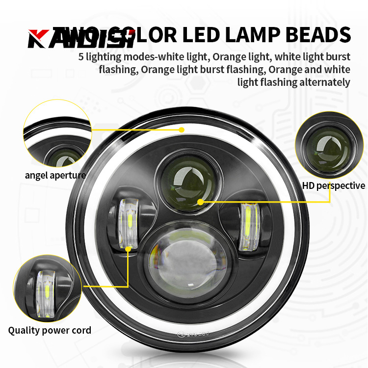 Wrangler RGB Angel Eye LED priekinis žibintas, 60W, 12-36V, 5800 lm, 30000 h