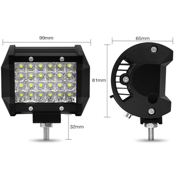LED darbo šviesa, 4 eilučių, 72W, 3600lm, 6000K, 12-24V, aliuminio korpusas