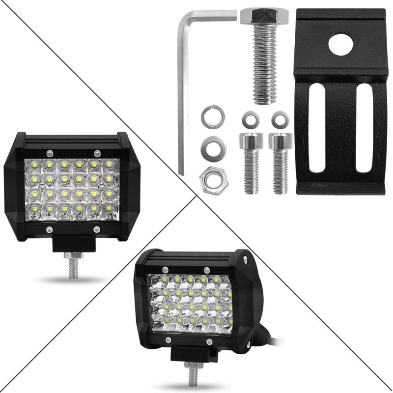 LED darbo šviesa, 4 eilučių, 72W, 3600lm, 6000K, 12-24V, aliuminio korpusas