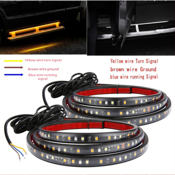 Divkrāsaina auto sānu kāpiena apgaismojums ar 2835 LED, 12W, 12-14V, QS-60F-2835, secvenču signāla lukturi