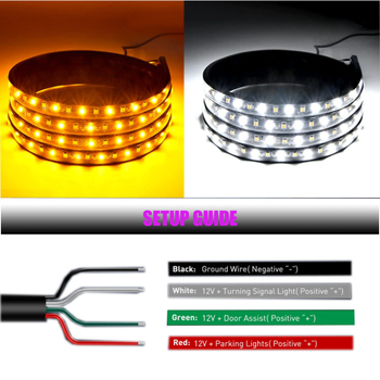 Divkrāsaina auto sānu kāpiena apgaismojums ar 2835 LED, 12W, 12-14V, QS-60F-2835, secvenču signāla lukturi