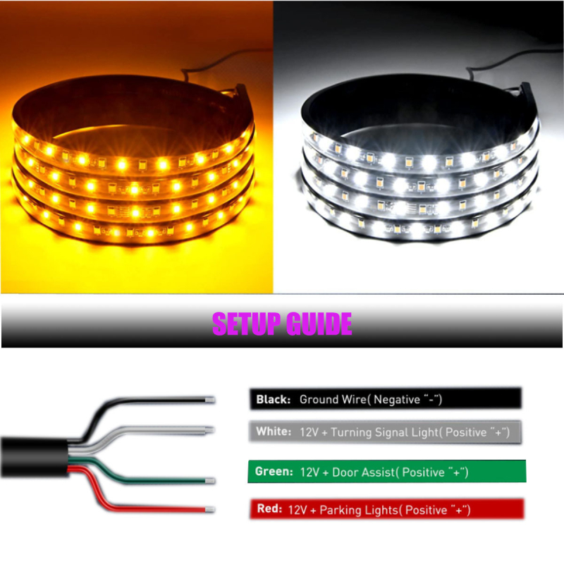 Divkrāsaina auto sānu kāpiena apgaismojums ar 2835 LED, 12W, 12-14V, QS-60F-2835, secvenču signāla lukturi