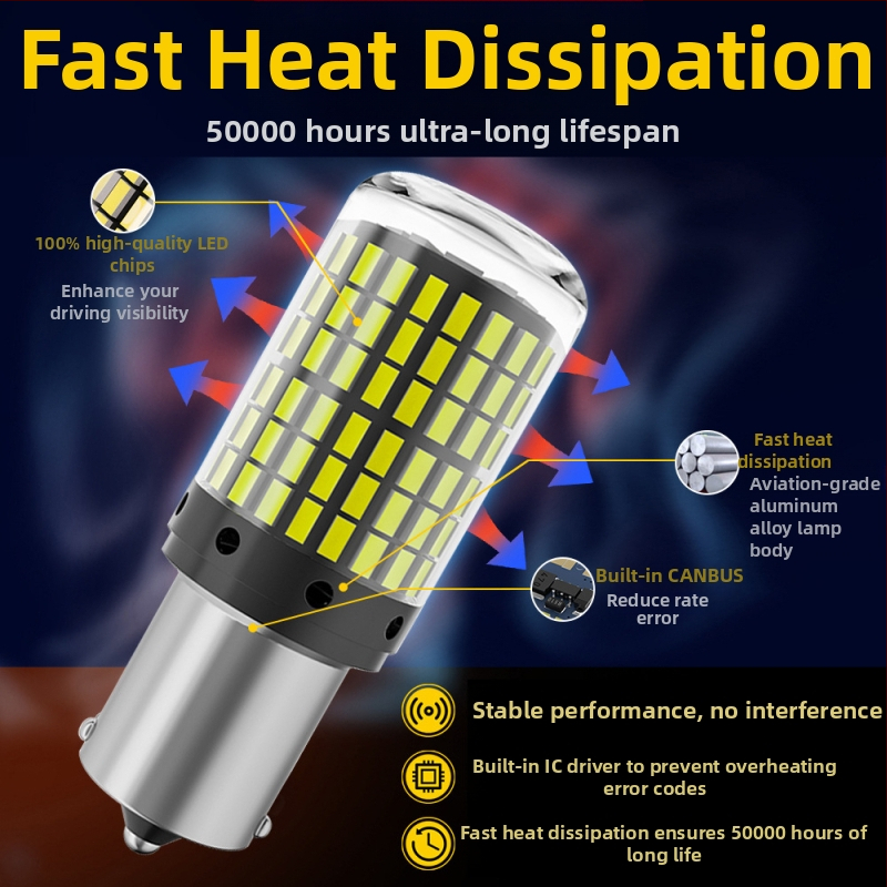 LED мигач и фар за спиране 3014-144, 12-80V, 20-22W, 6000K, 50 000 часа