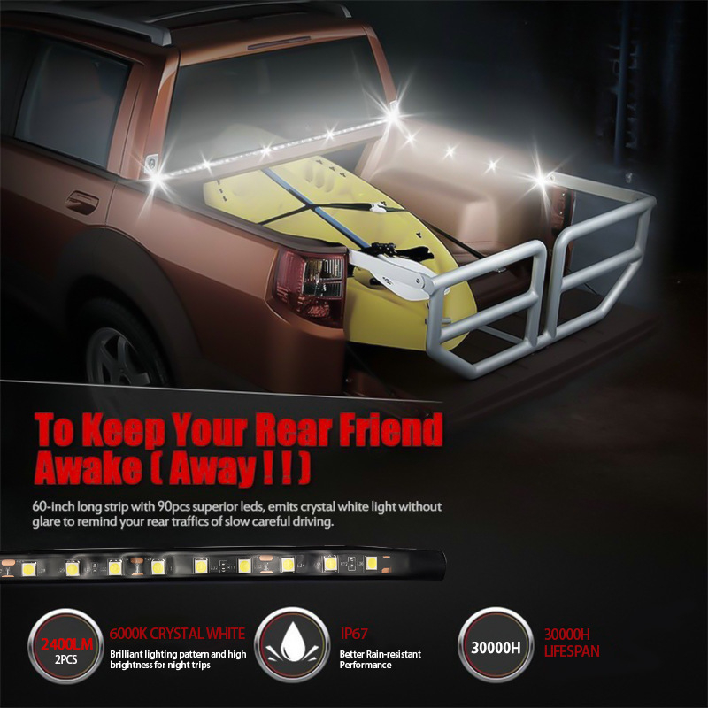 LED galinės šviesos juosta pikapui, silikonas, 12V, 2A, 25W