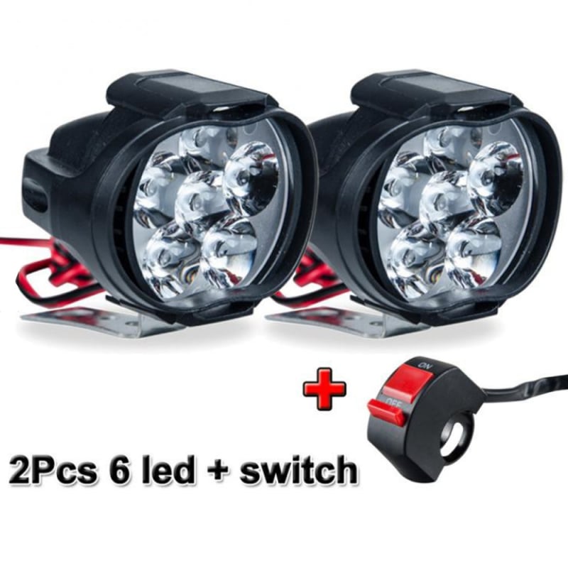 Motociklo LED rūko žibintas 6LED, 18W, 12-80V, aliuminis
