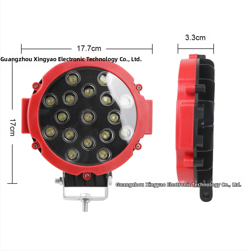 LED светодиодна работна лампа за автомобил, кръгла предна, 51W, 12–24V, 1.5A, 6500K