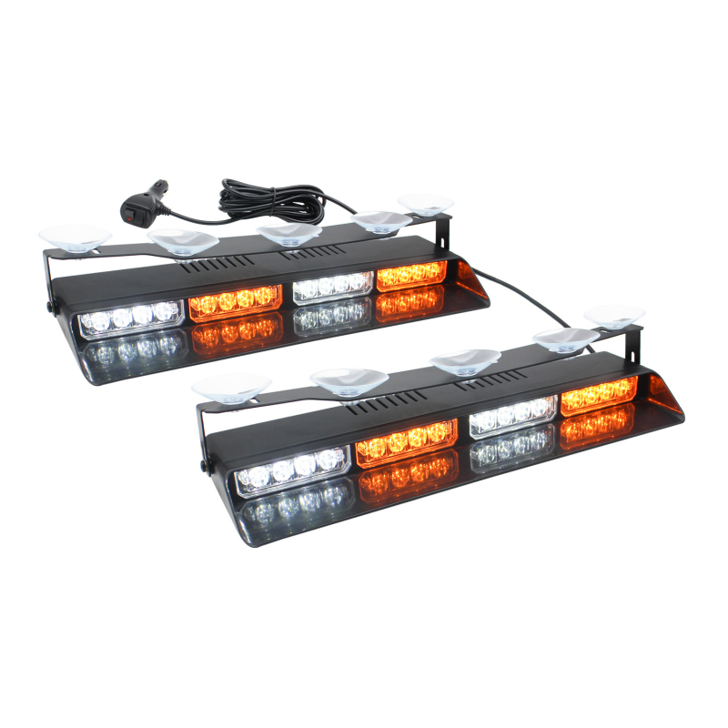 Автомобилен аварийно строб светло за таблото – 32 LED, 12–24V, 2A, вакуумен монтаж, универсално