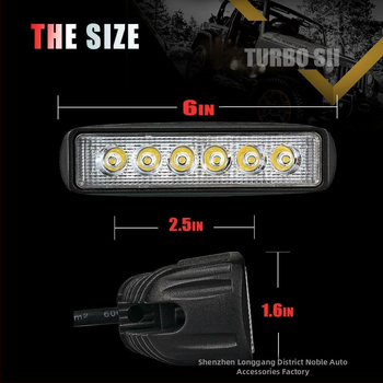 Automobilio LED darbinė lemputė, 6 LED, 18W, 12V, 1200LM, 6000K