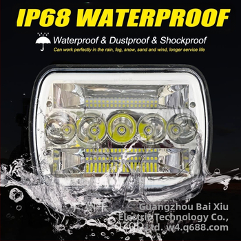 LED priekinis žibintas su halo angelų akimis ir posūkio signalu, 55W, 10-30V, IP67, 5200 lm, modelis QBY-2174, skirtas Jeep Wrangler YJ (1987–1995), Cherokee XJ, Ford, GMC