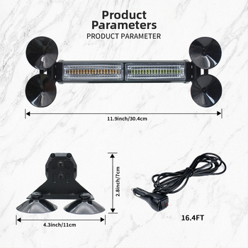Ren Chi διπλής κεφαλής φάρος έκτακτης ανάγκης αυτοκινήτου με βεντουζά για παρμπρίζ, 40 LED, προειδοποίηση ασφαλείας