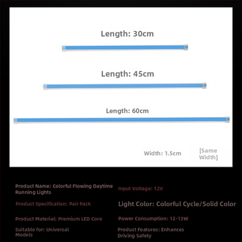 Chengna Optoelectronics Αυτοκινητική LED λωρίδα φωτισμού οδηγού – Ultra-λεπτή, 12V, δυναμικός ροή φωτός για σήμα στροφής και φώτα ημέρας, καθολική εφαρμογή