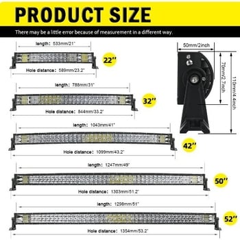 Hummer stiliaus visureigio LED šviesa, didelė galia 420–1020W, 9–80V, IP68, 3030 LED, 6000 lm