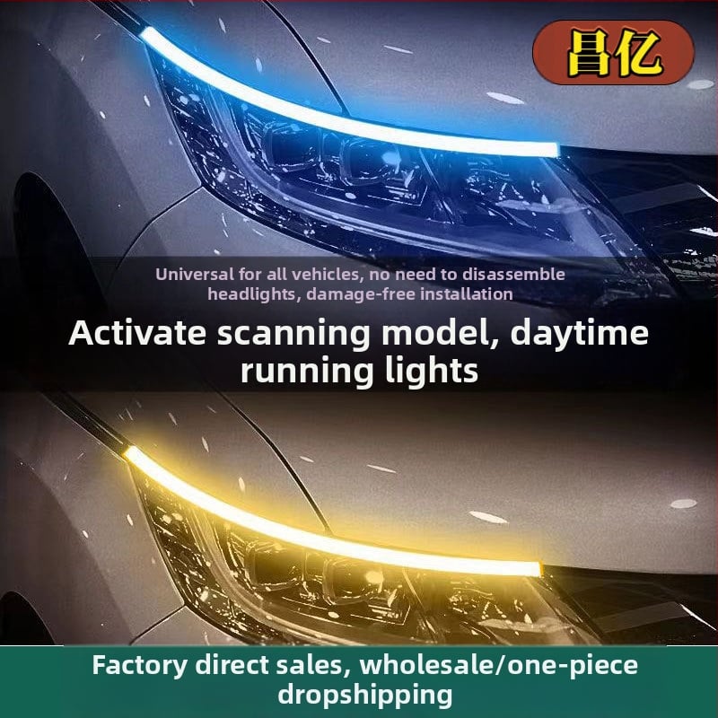 Automobiļu LED dienas gaitas lukturi ar secīgu pagrieziena signālu un gaismas vadotnes joslu, silikons, 12V, IP67, 500 lm, 2835 LED