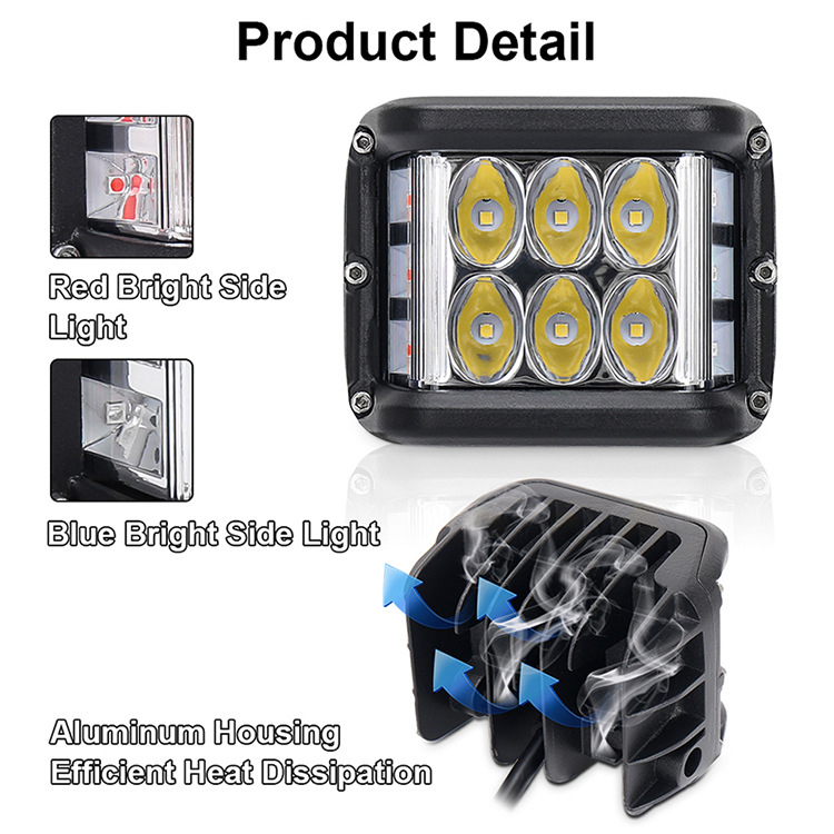 Aowos 18W LED darbo lemputė su trim pusėmis OL-1818S, 12V, korpusas iš liejimo aliuminio lydinio