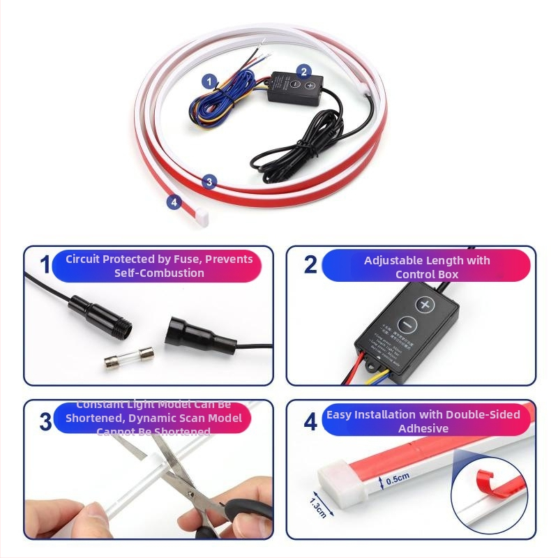 Automobiļu lukturi ar DRL un dinamiskiem skenēšanas veidiem, caur-tipa, regulējami gari un īsie lukturi uz motora vāka, 12V, 8W, LED 2835, 3000 lm, IP54