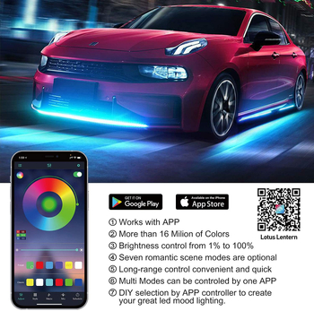 XH RGB φως σασί αυτοκινήτου με έλεγχο μέσω APP, φωτισμός ατμόσφαιρας φωνητικής ενεργοποίησης, μακριά λωρίδα (12V, 5W, 0.45A)