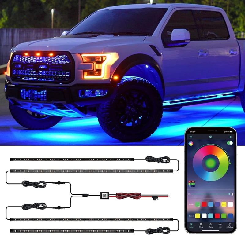 XH RGB Lumină pentru șasiu auto cu control prin APP, iluminare ambientală controlată vocal, bandă lungă (12V, 5W, 0.45A)