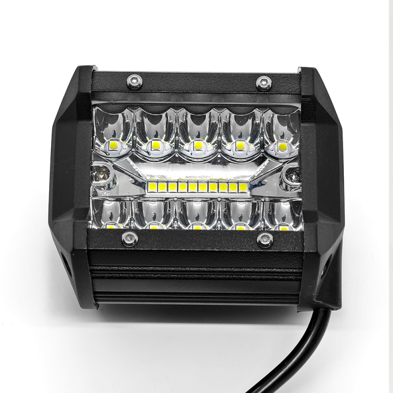 LED darbo lemputė su trimis spinduliais, 60W, 6000 lm, 9-36V, aliuminio korpusas