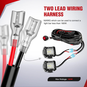 LED darbo šviesos jungiklio laidų rinkinys su 1→2 padalijimu, rūko žibinto ir LED prožektoriaus laidai, 12–60V, 1.2A, bendras modelis, pritaikomas apdorojimas