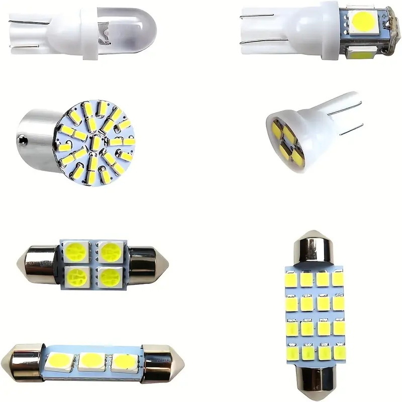 Automobilinis LED rinkinys 42 vnt., T10 LED lemputės, dvipusiai skaitymo žibintai, numerio ženklo apšvietimas ir vidaus durelių šviesos (12V, 5W)