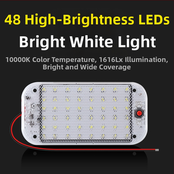 Automobilio vidaus LED apšvietimas su įmontuota skaitymo lempute, 48 LED, CX05 modelis, 5W, 10-85V, 1.2A