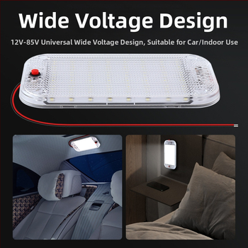 Automobilio vidaus LED apšvietimas su įmontuota skaitymo lempute, 48 LED, CX05 modelis, 5W, 10-85V, 1.2A