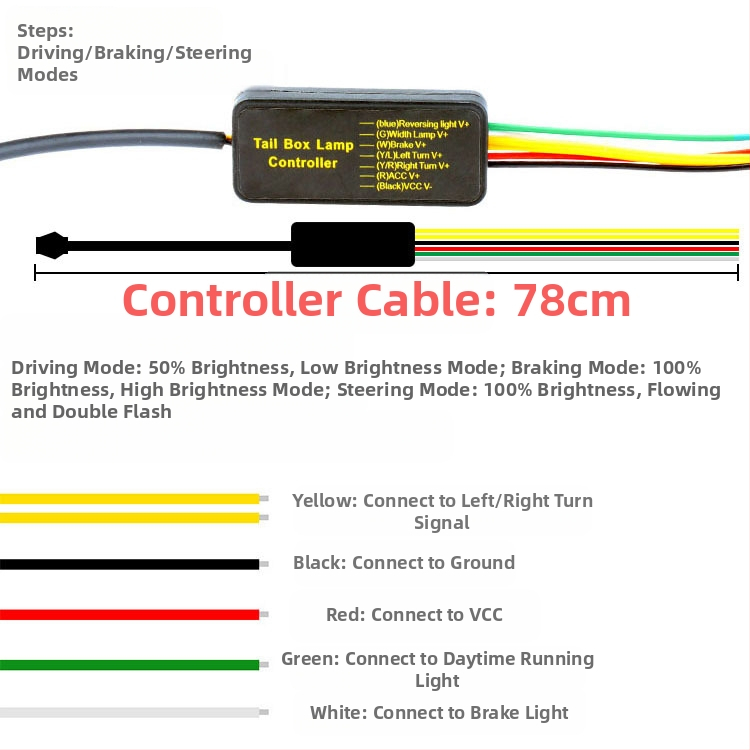 LED спирачна лента за автомобил с висок монтаж, модел 2835-144, 12V, 9.72W, 2880 lm, 7000–8000K