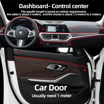 LED vidaus automobilio ambientinis apšvietimas juosta su balso valdymu, skirta durims ir centriniajai konsolėi, 12V, 5W, 0.1A, 50 000 val.