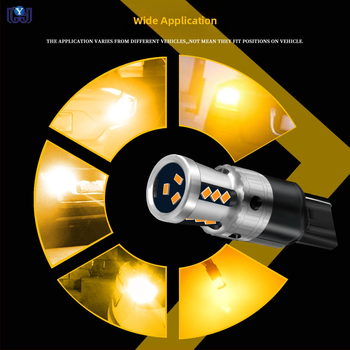 Automobilio LED šviesa T20 7440, 18SMD 3020, 9-48V, 6500K, 7.5W atbulinei šviesai ir posūkiams