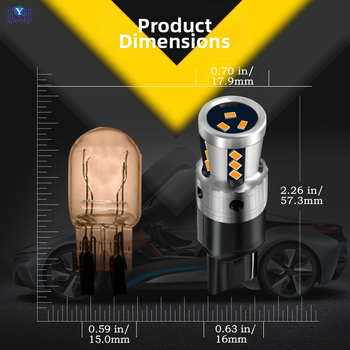 Automobilio LED šviesa T20 7440, 18SMD 3020, 9-48V, 6500K, 7.5W atbulinei šviesai ir posūkiams