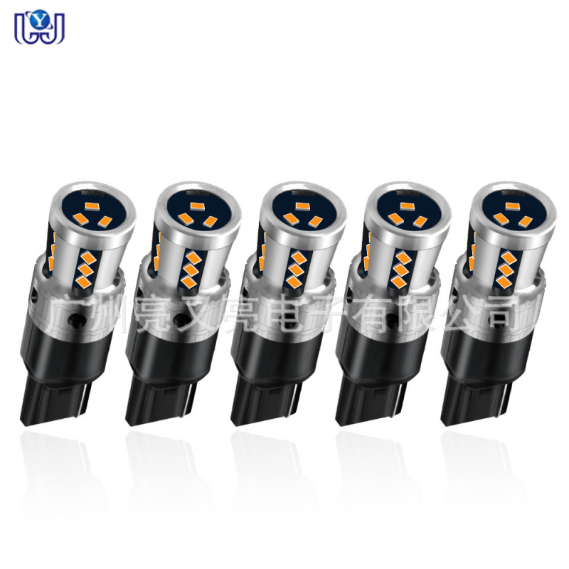 Automobilio LED šviesa T20 7440, 18SMD 3020, 9-48V, 6500K, 7.5W atbulinei šviesai ir posūkiams