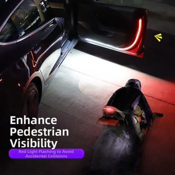 Dviejų spalvų durų LED šviesos juosta iš silikono, universalus suderinamumas, 12V, 0,2A, prieškolizinis ir įspėjamasis mirgėjimas