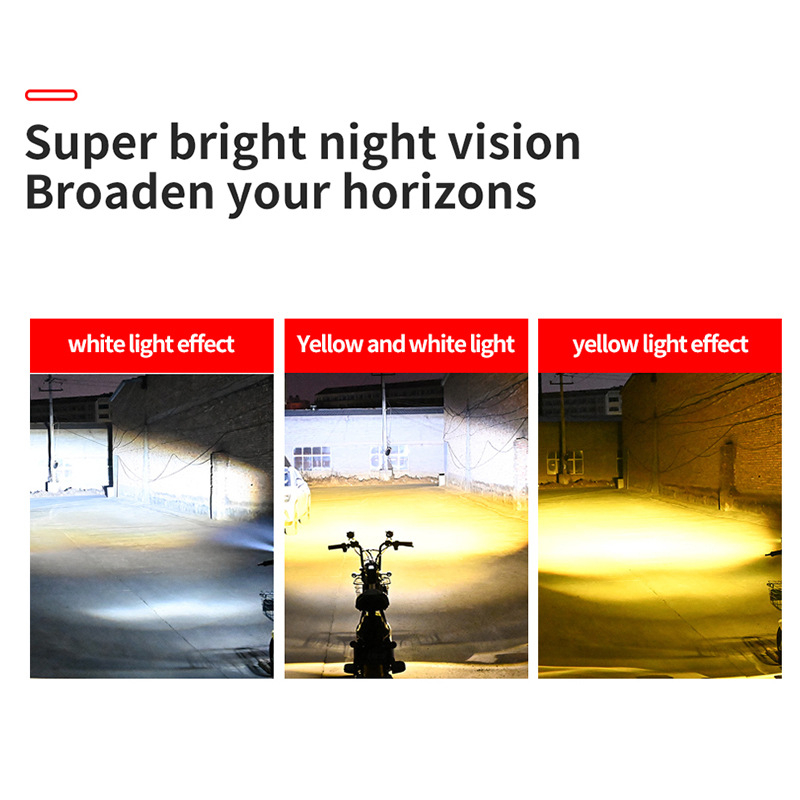 LED προβολέας για μοτοσικλέτα με διχρωμία, περίβλημα από αεροπορικό αλουμίνιο, IP68 αδιάβροχο, 6000 lm, 12–80 V είσοδος