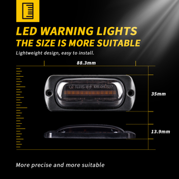 Transporto priemonės šoninė įspėjimo lemputė automobiliams ir sunkvežimiams, 12 LED, 9-80V, 2W, ABS+LED, modelis T-B-XH-12