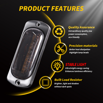 Transporto priemonės šoninė įspėjimo lemputė automobiliams ir sunkvežimiams, 12 LED, 9-80V, 2W, ABS+LED, modelis T-B-XH-12