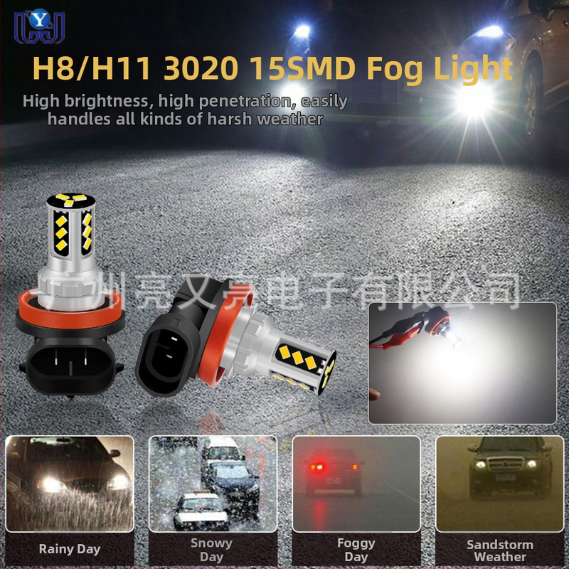 LED hmlové svetlo do auta – model H8/H11 3020 15Smd, 6.5W, 12-48V, 750lm, 50 000h