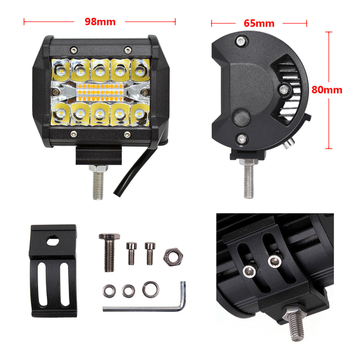 Automobilio ir motociklo darbinis žibintas be kelio - 60W, 12-24V, 6000LM, 6500K, LED 3030