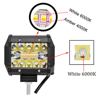 Automobilio ir motociklo darbinis žibintas be kelio - 60W, 12-24V, 6000LM, 6500K, LED 3030