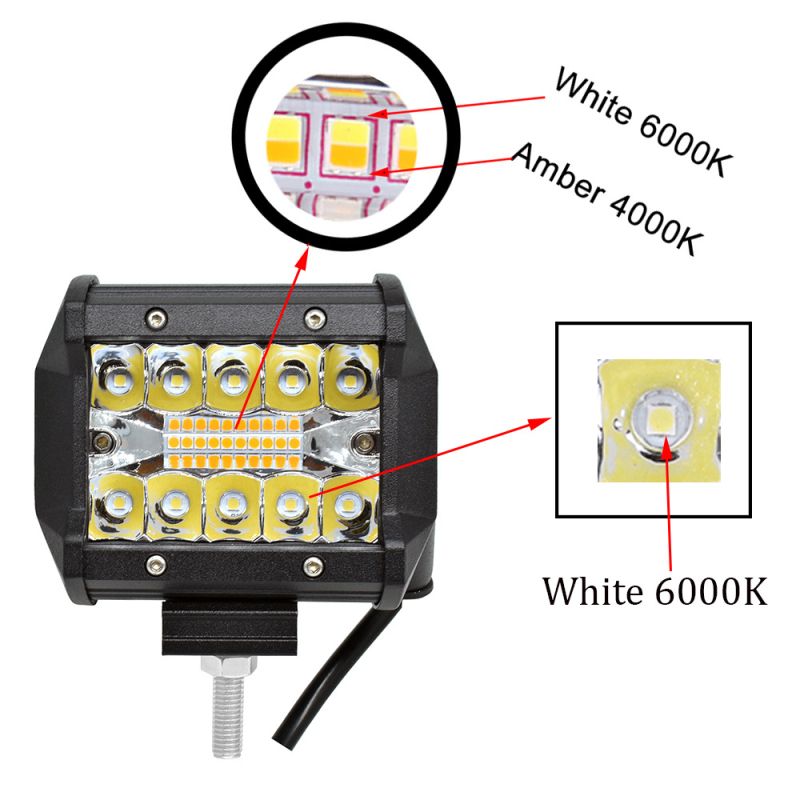 Automobilio ir motociklo darbinis žibintas be kelio - 60W, 12-24V, 6000LM, 6500K, LED 3030
