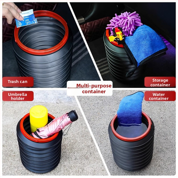 Автомобилен сгъваем кош за отпадъци, водоустойчив пластмасов кутия за съхранение с дръжка и телескопичен дизайн, универсален