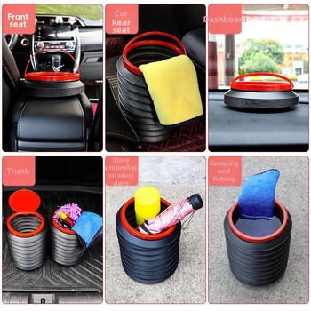 Автомобилен сгъваем кош за отпадъци, водоустойчив пластмасов кутия за съхранение с дръжка и телескопичен дизайн, универсален