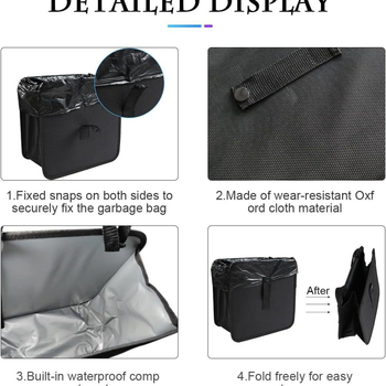 Сгъваем кош за отпадъци за автомобил, водоустойчив, за задна седалка, Oxford плат, с печат на лого, окачван монтаж