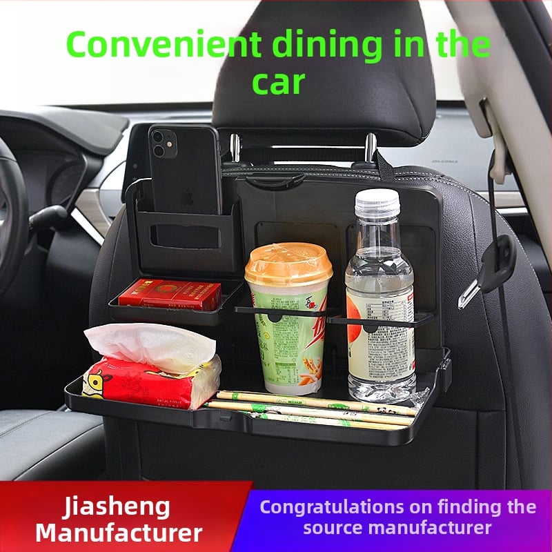 Automobilio galinės sėdynės valgio padėklas su sulankstomu laikikliu ir telefono laikikliu (Plastikas; Modelis: jiachuangqi; Prekės ženklas: Jiachangqi; Tinka sėdynės nugaros daliai)