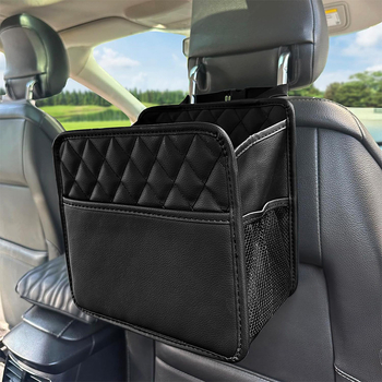 Geantă de depozitare din piele pentru spatele scaunului auto, organizator telescopic cu mâner, personalizabil cu logo