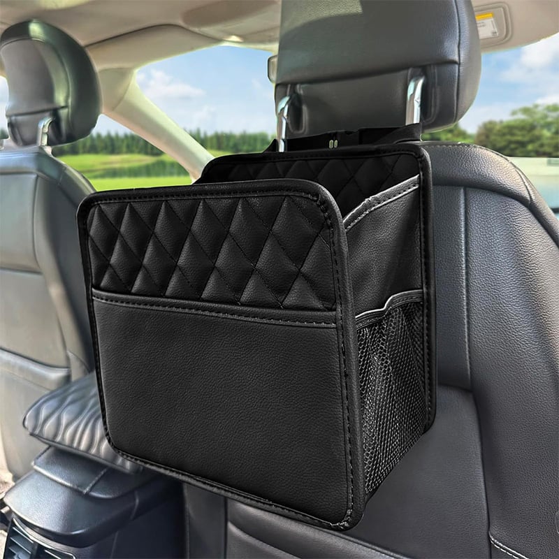 Geantă de depozitare din piele pentru spatele scaunului auto, organizator telescopic cu mâner, personalizabil cu logo