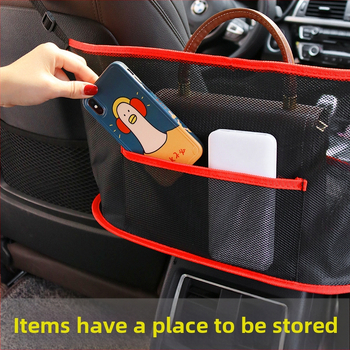 Мрежеста чанта за съхранение между автомобилните седалки, подвесна чанта за облегалката, нетъчна тъкан, средата между седалките, сгъваема, персонализируема